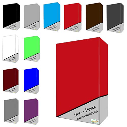 one-home Microfaser Spannbettlaken Spannbetttuch Bettlaken Betttuch mit Rundumgummi, Farbe:Rot, Maße:180x200 cm - 200x200 cm von one-home