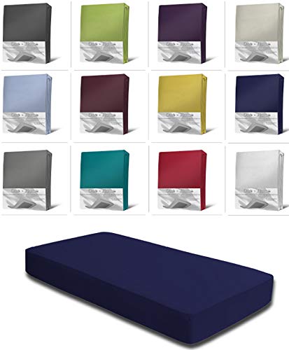 one-home Spannbettlaken Boxspringbett Wasserbett Elasthan Spannbetttuch Bettlaken Elastan, Farbe:Navy/Marine Blau, Maße:180-200 x 200-220 cm von one-home