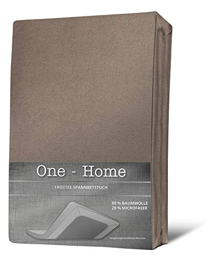 one-home Spannbettlaken FROTTEE 90x200cm - 100x200cm Taupe beige Spannbetttuch Bettlaken von one-home