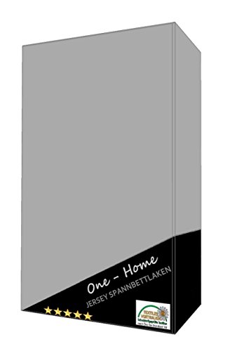 one-home Spannbettlaken Silber 90-100 cm x 200 cm (Jersey) 100% Baumwolle mit Rundumgummizug von one-home