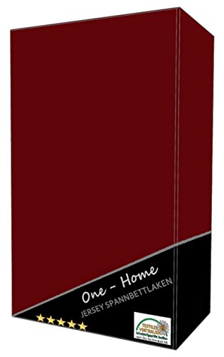 one-home Spannbettlaken Spannbetttuch Bordeaux 140x200 cm - 160x200 cm Jersey Baumwolle von one-home