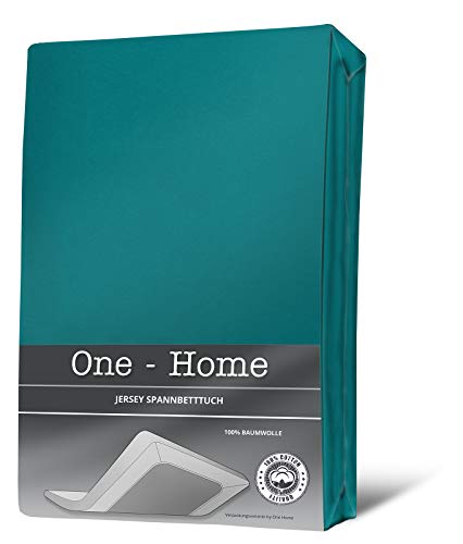 one-home Spannbettlaken Spannbetttuch Petrol 180x200 cm - 200x200 cm Jersey Baumwolle von one-home