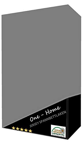 one-home Spannbettlaken Spannbetttuch grau 90 x 200 cm - 100 x 200 cm Jersey Baumwolle von one-home