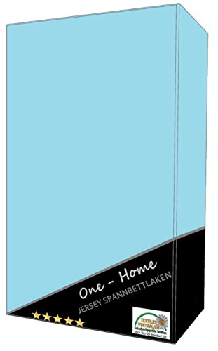 one-home Spannbettlaken Spannbetttuch hellblau 140x200 cm - 160x200 cm Jersey Baumwolle von one-home