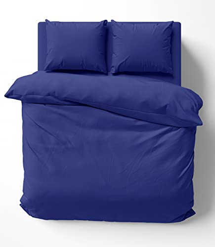 one-home Uni Bettwäsche 200x200 cm dunkelblau Doppelbett Einfarbig Renforce Baumwolle von one-home