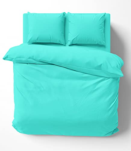 one-home Uni Bettwäsche 240x220 cm türkis Petrol Doppelbett Einfarbig Renforce Baumwolle von one-home