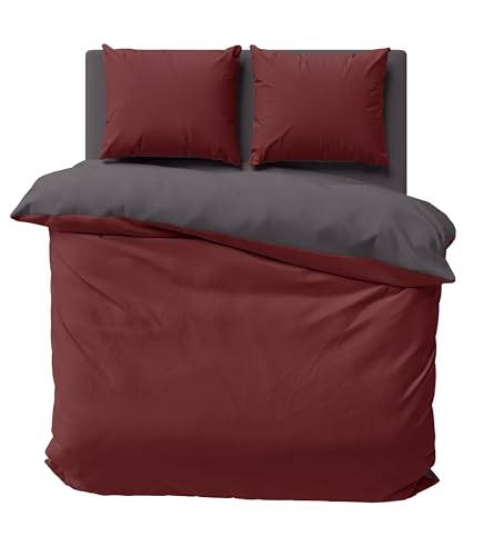 one-home Wendebettwäsche 240x220 cm Bordeaux rot anthrazit Uni Doppelbett Mikrofaser one-home Wendebettwäsche 240x220 cm Bordeaux rot anthrazit Uni Doppelbett Mikrofaser von one-home
