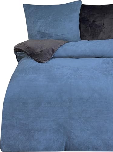 one-home Winter Bettwäsche 200x220 cm Teddy Plüsch Nicki Uni dunkelblau Fleece Doppelbett one-home Winter Bettwäsche 200x220 cm Teddy Plüsch Nicki Uni dunkelblau Fleece Doppelbett von one-home