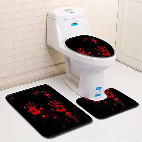 oneforus 3 Stück rutschfeste Badematten Set Blut Finger Halloween Toilettenmatten Set Badezimmerteppiche Konturmatte Toilettensitz Deckel Abdeckung oneforus 3 Stück rutschfeste Badematten Set Blut Finger Halloween Toilettenmatten Set Badezimmerteppiche Konturmatte Toilettensitz Deckel Abdeckung von oneforus