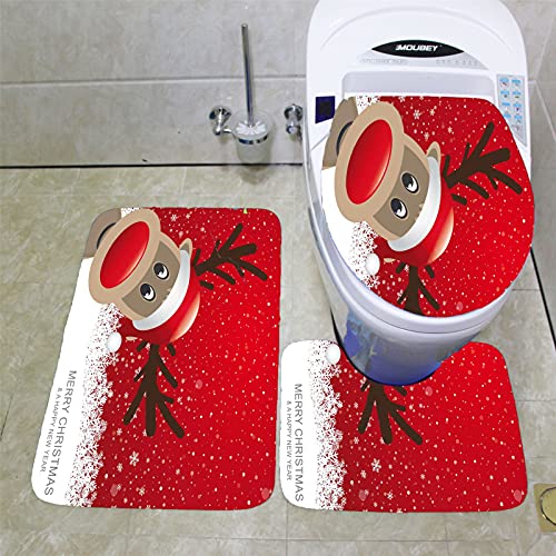 oneforus Badvorleger Set,Weihnachten Schneemann Toilettenvorleger Set 3-teilig rutschfeste und weiche Badematten WC-Sitzmatte Badvorleger waschbar oneforus Badvorleger Set,Weihnachten Schneemann Toilettenvorleger Set 3-teilig rutschfeste und weiche Badematten WC-Sitzmatte Badvorleger waschbar von oneforus