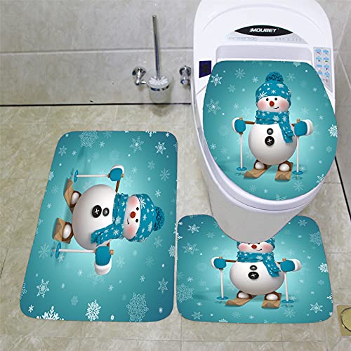 oneforus Badvorleger Set,Weihnachten Schneemann Toilettenvorleger Set 3-teilig rutschfeste und weiche Badematten WC-Sitzmatte Badvorleger waschbar oneforus Badvorleger Set,Weihnachten Schneemann Toilettenvorleger Set 3-teilig rutschfeste und weiche Badematten WC-Sitzmatte Badvorleger waschbar von oneforus