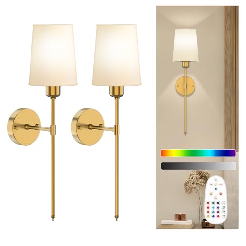 Batteriebetriebene Wandleuchter, 2er-Set, goldfarben Batteriebetriebene Wandleuchter, 2er-Set, goldfarben von onffo