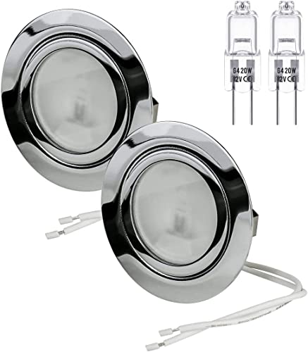 2er-Set Halogen-Einbaustrahler für Möbel, Chrom glänzend, dimmbar, mit 12 V 14 Watt Bi-Pin-Leuchtmittel, 20 W, G4-Anschlusskabel 15 cm 2er-Set Halogen-Einbaustrahler für Möbel, Chrom glänzend, dimmbar, mit 12 V 14 Watt Bi-Pin-Leuchtmittel, 20 W, G4-Anschlusskabel 15 cm von oniroview