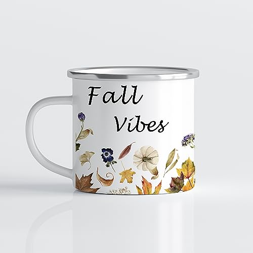 online-hut - Tasse - Kaffeebecher - Emaille Kaffeebecher - Herbst - Autumn - Fall Vibes - Blätter - Lieblingstasse - ELT-48 von online-hut