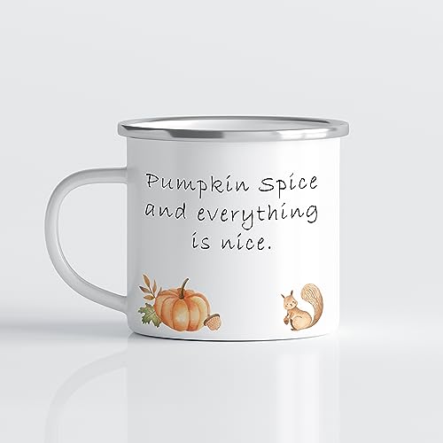 online-hut - Tasse - Kaffeebecher - Emaille Kaffeebecher - Herbst - Autumn - Pumpkin/Spice - Lieblingstasse - ELT-49 von online-hut