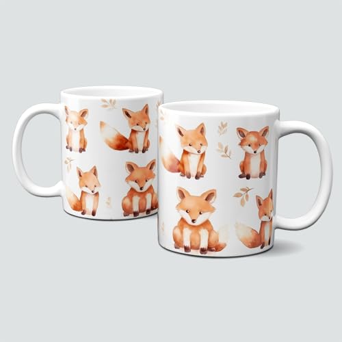 online-hut - Tasse - Kaffeebecher - Fox - Fuchs - Floral - Blumen - Animals - Tiere - Sweet Animals - Colorful - Bunt - Motivtasse - Geschenkidee - LT-1015 von online-hut