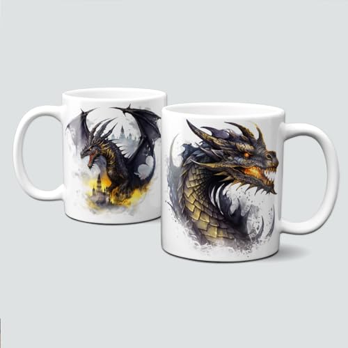 online-hut - Tasse - Kaffeebecher - Lieblingstasse - Fantasy - mystisch - Schwarzer Drache/Black Dragon - LT-242 von online-hut