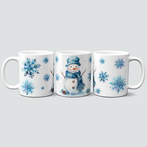 online-hut - Tasse - Kaffeebecher - Weihnachtstasse - Weihnachten - xmas - Schneemann und Schneeflocken - W-10 von online-hut