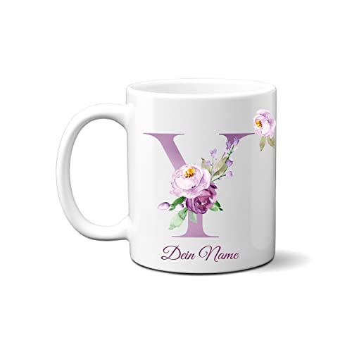 online-hut - Tasse - Kaffeetasse - Kaffeebecher - Monogrammtasse A-Z - Lieblingstasse - Lila - personalisierbar - Dein Name - NT-109 (Y) von online-hut