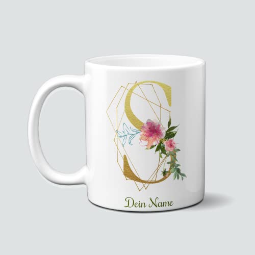 online-hut - Tasse - Kaffeetasse - Kaffeebecher - Monogrammtasse A-Z - Lieblingstasse - Rose/Gold - personalisierbar - Dein Name - NT-102-1 (S) von online-hut