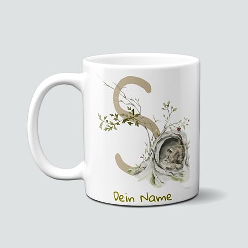 online-hut - Tasse - Kaffeetasse - Kaffeebecher - Monogrammtasse A-Z - Lieblingstasse - tolle Waldtier Motive - personalisierbar - Dein Name - NT-107 (S) von online-hut