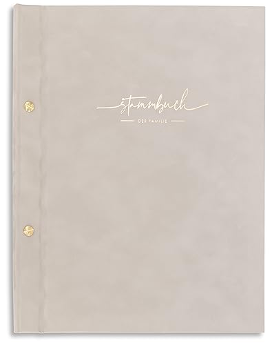 A4 Stammbuch Liya helles Grau Gold Stammbuch der Familie Hochzeit Standesamt incl. 11 Prospekthüllen von online-stammbuch