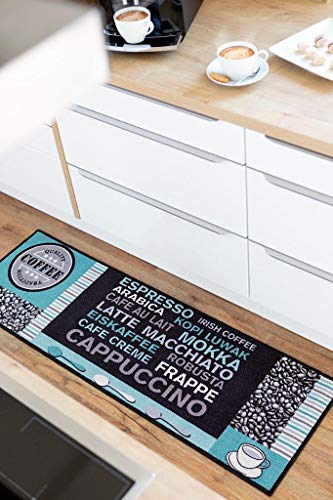 andiamo Küchenläufer Cafe Creme Läufer Kaffee Coffee, Farbe:Grau-Türkis, Größe:50 x 150 cm von onloom