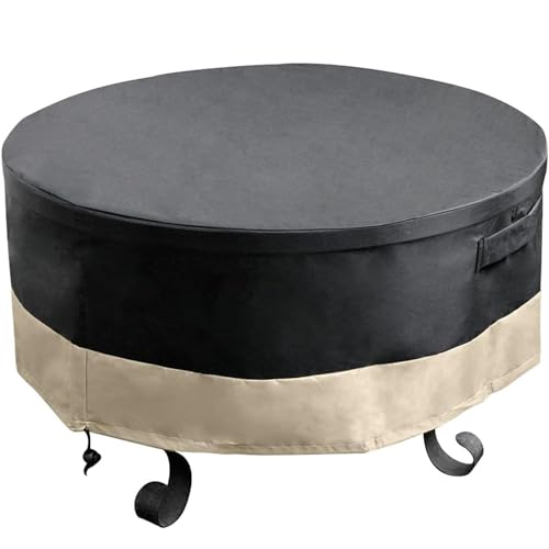 Onlyfire φ76cm Rund Feuerstelle Abdeckung mit Kordelzug und Knebelverschluss, 600D Oxford-Gewebe Abdeckung für Feuerstelle Feuertonne und Feuerkorb , Schwarz, 76*30 cm von onlyfire