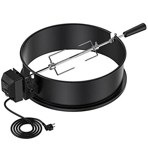 Onlyfire Drehspieß mit Motor für Weber Kugelgrill (47 cm) und andere Modelle, Rotisserie, Grillspieß Set für Holzkohle Grill (Emailliert-Schwarz) von only fire