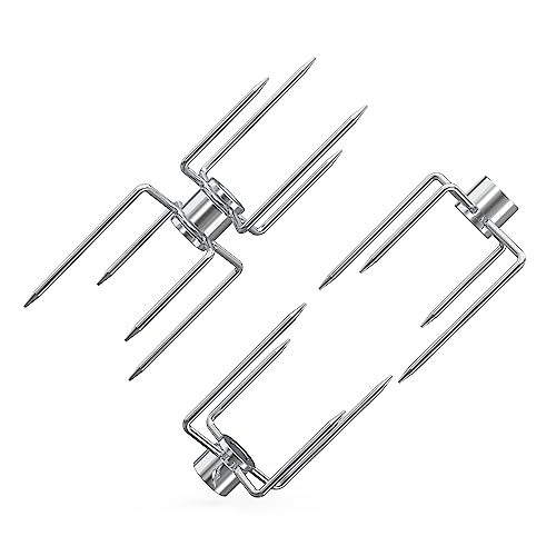 Onlyfire Fleischklammer für Drehspieß, Fleischnadeln für Grillspieß und Rotisserie, für 12 MM Hexagon & 10 MM und 8 MM Quadratische Spießstangen, Drehspieß Zubehör zur Fixierung von Grillgut von only fire