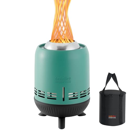 Onlyfire Mini Raucharmer Tischkamin mit Tragetasche, Edelstahl Tischfeuer für Garten/Balkon, Outdoor Feuerschale für Pellets/Holz, 15x24cm, Blau von onlyfire