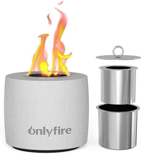 Onlyfire Tischkamin, Runder Tragbare Feuerschale, Ethanol Kamin Indoor & Outdoor, Tischfeuergrube Rauch- und Geruchlos, Bioethanol Kamin, Beton Fireplace, öfen & Zubehör von only fire