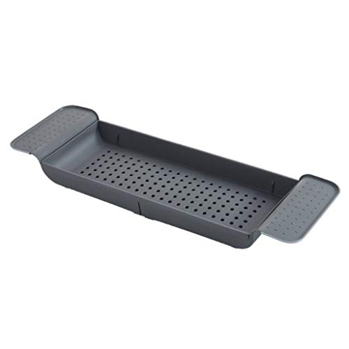 OLNY Badewannenablage, ausziehbar – Halterung für Einkaufswagen für die Badewanne Standard, universell verwendbar als Kleiner Tisch, Kunststoff, grau/schwarz, 56 x 17 x 6,5cm von only y