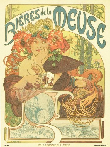 Alphonse Mucha "Bières de la Meuse" Replica Art Poster 30 x 40 cm (PDP 035) von onthewall
