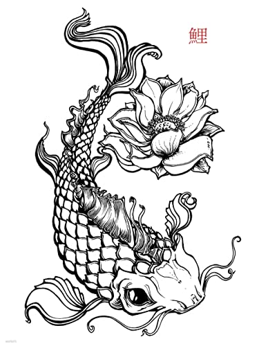 Koi Karpfen Tattoo 30 x 40 cm Kunstdruck von onthewall