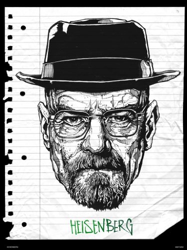 onthewall Breaking Bad HEISENBERG Kunstdruck Poster (MSP0050) weiß 30 x 40 cm von onthewall