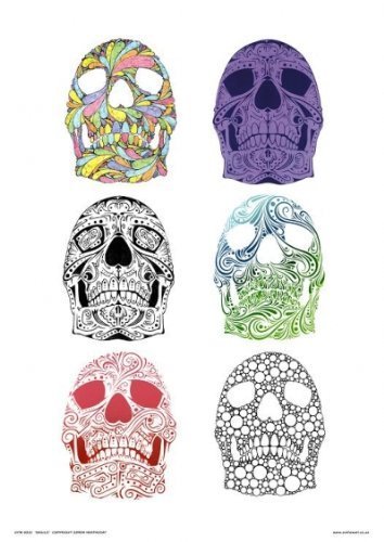 onthewall Schablone Sugar Skulls Pop Art Print Poster von Simon Heathcote (OTW032) von onthewall