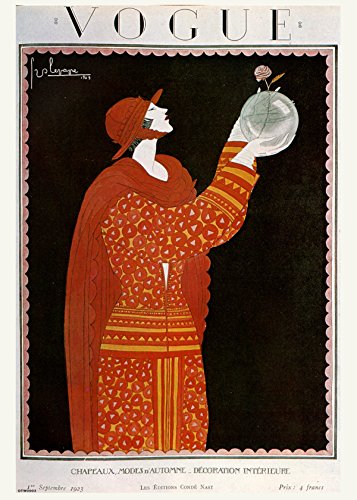 onthewall Vintage Vogue Cover September 1923 Poster Kunstdruck, Weiß, 30 x 40 cm von onthewall