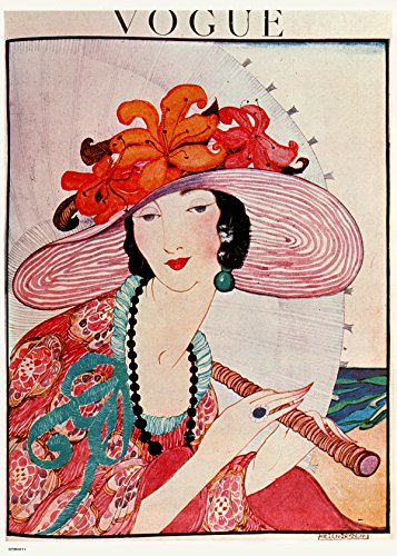 onthewall Vintage Vogue Helen Dryden Hat Poster, Kunstdruck, Weiß, 30 x 40 cm von onthewall