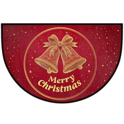 Fußmatte für den Außenbereich, Motiv: Frohe Weihnachten, Glocken, halbrund, rutschfest, saugfähig, Eingangsmatte, Eingangsmatte, Eingangsbereich, Küche, Kamin, Bodenmatte Fußmatte für den Außenbereich, Motiv: Frohe Weihnachten, Glocken, halbrund, rutschfest, saugfähig, Eingangsmatte, Eingangsmatte, Eingangsbereich, Küche, Kamin, Bodenmatte von oooJHooo