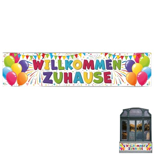 1 Stück Herzlich Willkommen Banner, Willkommen Zuhause Baby Welcome Home Baby Welcome Back Girlande Lebendiger Digitaldruck Doppelnaht 180 X 40 Cm (Weiß) ﻿ von oooaooo