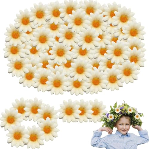 100 Stück Gänseblümchen Deko, Daisies Streublumen Gänseblümchen Tortendeko Kunstblumen Zum Basteln Margeriten Künstlich Seide Gänseblümchen Blütenköpfe für Hochzeit Party Heimwerken Blumenarrangement von oooaooo