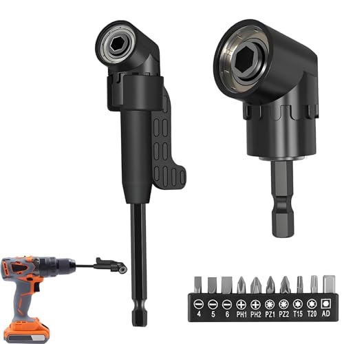 12 Stück 105° Winkelschrauber Aufsatz Set Schwarz, Winkelbohraufsatz Mit 1/4-Zoll Sechskantschaft, Winkelgetriebe für Flexible Arbeiten in Engen Räumen Praktisches Tool für Handwerker und Heimwerker von oooaooo