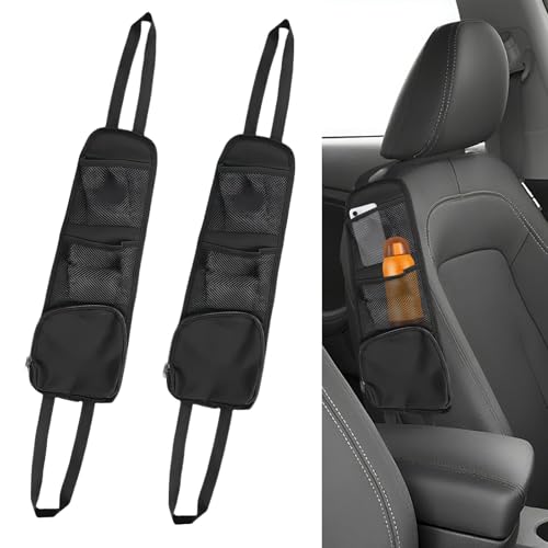 2 Stück Auto Organizer Rücksitz, Autositz Organizer Aufbewahrungstasche Faltbare Autositz Seitenorganisator Faltbare Auto Aufbewahrungstasche Netztaschen, für Lkw Van Suv Schwarz von oooaooo