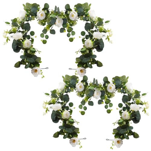 2 Stück Blumengirlande Künstlich, Kunstblumen Girlande 175cm Blumengirlande Hochzeit Blumenkette Hängepflanze Eukalyptus Girlande Blumen Kunstblumen Deko Für Haus Garten Party Hochzeit von oooaooo