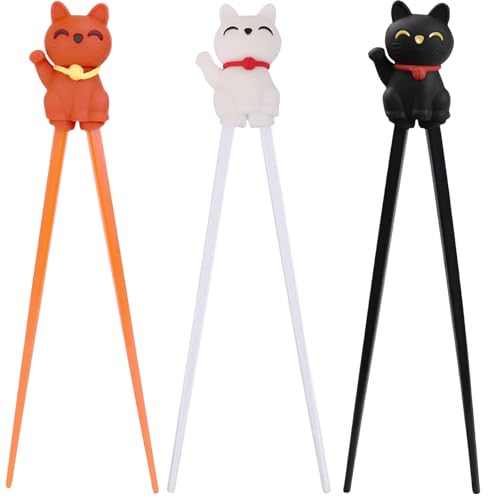 3 Paare Essstäbchen Kinder, Cat Paw Chopsticks, Stäbchen für Kinder Lernstäbchen für Anfänger und Kleinkinder, Personalisierte Essstäbchen Geeignet für Asiatische Gerichte von oooaooo