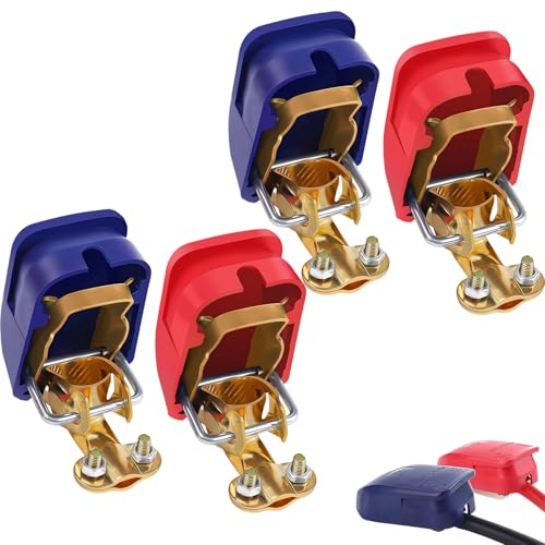 4 PCS Polklemmen 12V, Anschlussklemmen Klemmen Schnellverschluss Set für Boot KFZ PKW (2 Paare, Plus 19 mm Minus 17 mm, Blau Rot) Klemme Pol Anschlussklemmen Auto Camping Solar von oooaooo