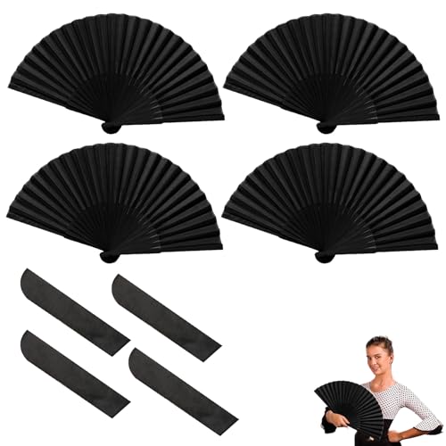 8 Stück Fächer Schwarz Set Faltbare Handfächer, Fecher Damen Aufführung Fecher Sommer Tragbarer Tuch Hand Fan für Party Festival Wanddekoration 8 Stück Fächer Schwarz Set Faltbare Handfächer, Fecher Damen Aufführung Fecher Sommer Tragbarer Tuch Hand Fan für Party Festival Wanddekoration von oooaooo