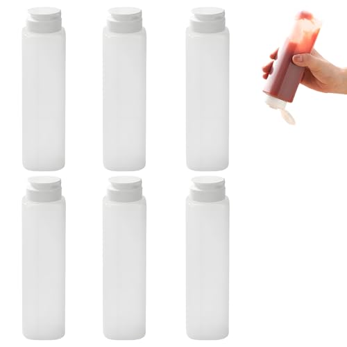 oooaooo 6 Stück 300ml Squeeze Flasche, Dosierflasche, Quetschflasche, Dichtungsfähig Geeignet für die Aufnahme von Ketchup Erdnussbutter Honig Salatdressing und Dergleichen von oooaooo