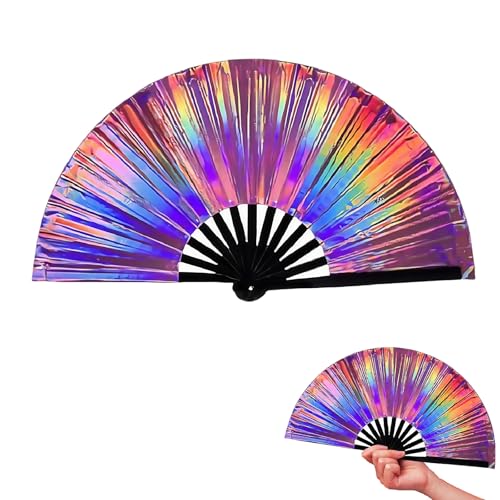oooaooo Fächer Festival, Fächer Groß, Dekorative Hand Fan für Tanz Drag Queene Party Musikfestival Festival Leistung Karneval Hochzeit Geschenke Club Leuchtendes Design von oooaooo